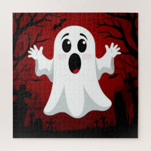Adorable Cartoon Ghost in Spooky Halloween