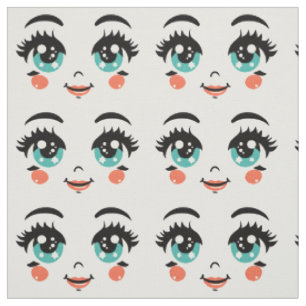 Adorable Cartoon Girl Puppenthauptkunst Stoff
