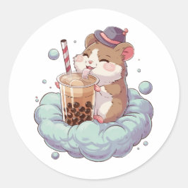 Adorable Cartoon Hamster: Gemütlich, Kawaii Vibes Runder Aufkleber