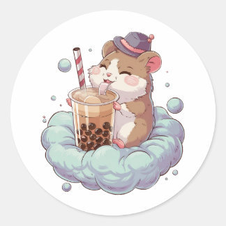 Adorable Cartoon Hamster: Gemütlich, Kawaii Vibes Runder Aufkleber