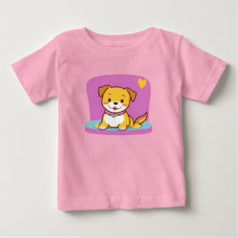Adorable Cartoon Hund mit fröhlichem Ausdruck Baby T-shirt