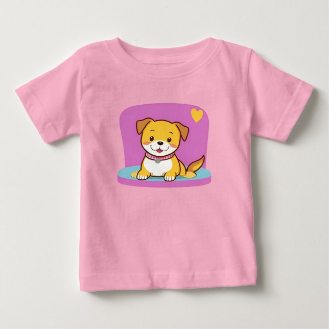 Adorable Cartoon Hund mit fröhlichem Ausdruck Baby T-shirt (Vorderseite)