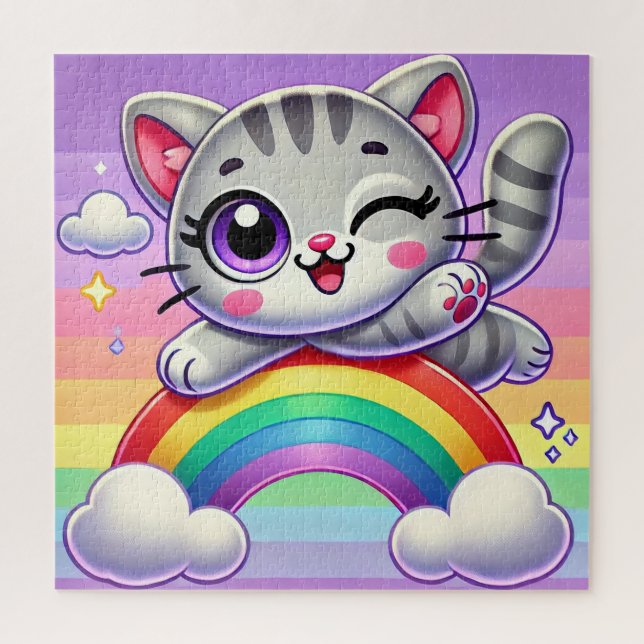 Adorable Cartoon Kitten Jumping (Vertikal)