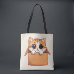 Adorable Cartoon Kitten With Big Eyes Tasche<br><div class="desc">Adorable cartoon kitten with large expressive eyes peeks from a small box,  conveying curiosity,  innocence and warmth for children’s projects,  pet themes,  social media and editorial use.</div>