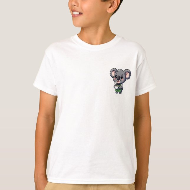 Adorable Cartoon Koala Barista Holding Coffee T-Shirt (Vorderseite)