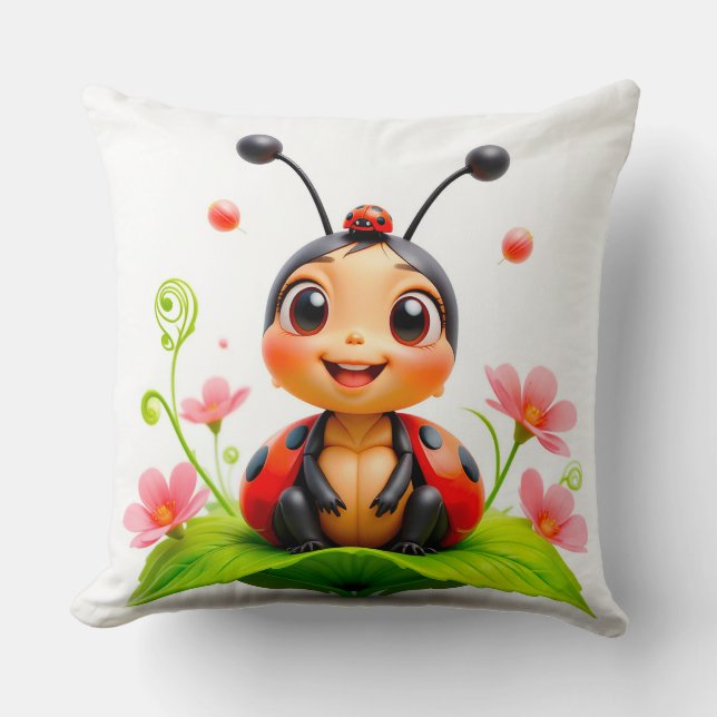 Adorable Cartoon Ladybug Kissen (Vorderseite)