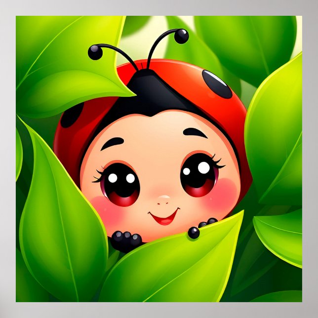 Adorable Cartoon Ladybug Poster (Vorne)
