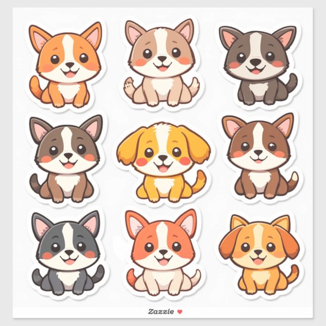 Adorable Cartoon Niedliche Hundaufkleber Aufkleber (Blatt)