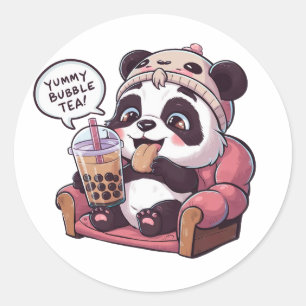 Adorable Cartoon Panda: Gemütlich, Kawaii Vibes Runder Aufkleber