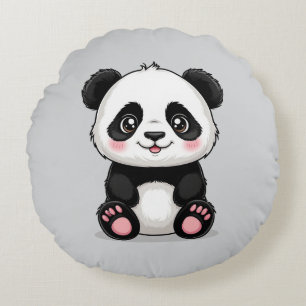 Adorable Cartoon Panda Rundes Kissen