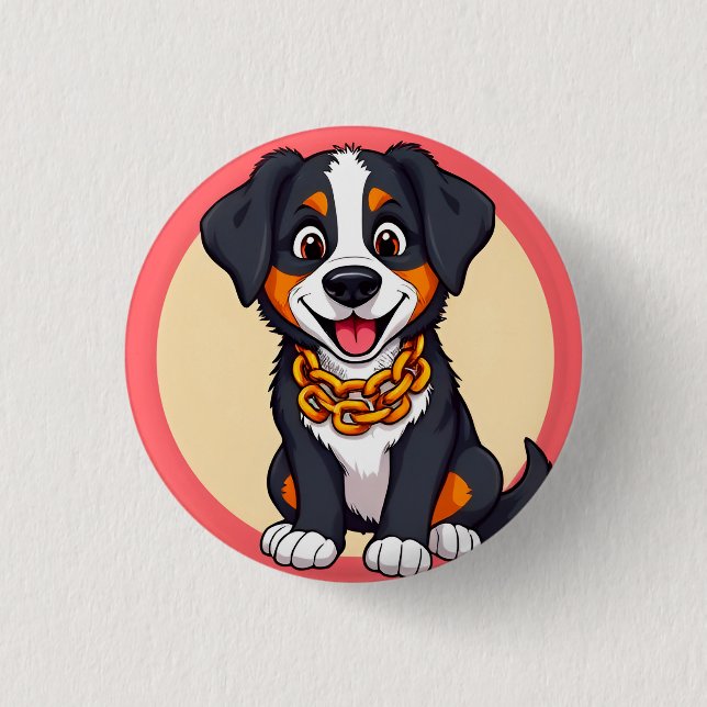 Adorable Cartoon Puppy Button (Vorderseite)