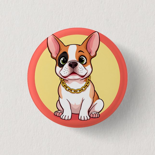 Adorable Cartoon Puppy Button (Vorderseite)