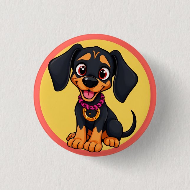 Adorable Cartoon Puppy Button (Vorderseite)