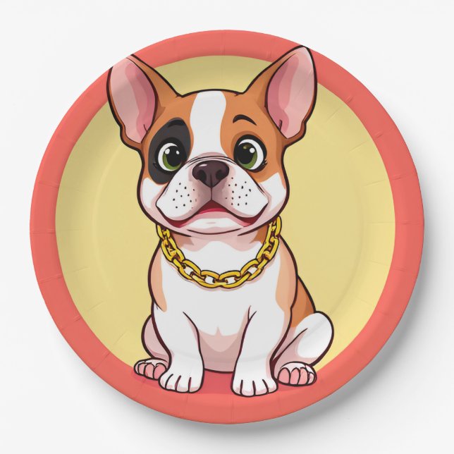 Adorable Cartoon Puppy Pappteller (Vorderseite)
