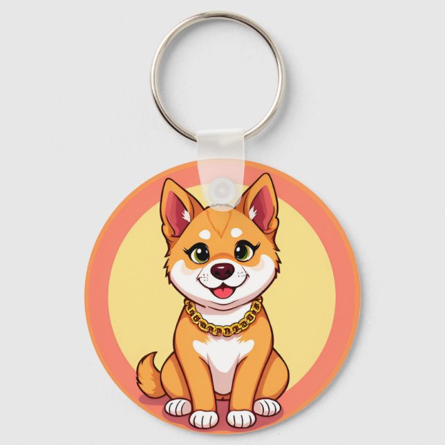 Adorable Cartoon Puppy Schlüsselanhänger (Vorderseite)