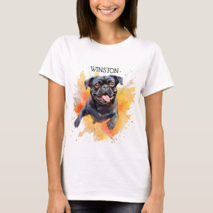 ADORABLE CARTOON SCHWARZ MOPS HUNDE GESICHT T-Shirt