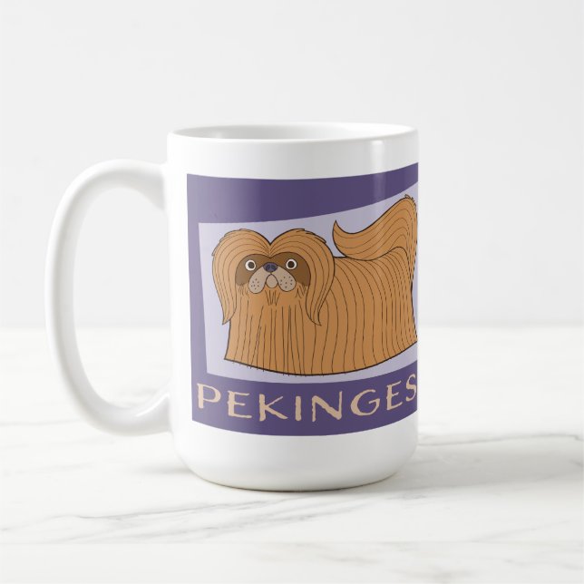 Adorable Cartoon Style Pekingese Dog Kaffeetasse (Links)
