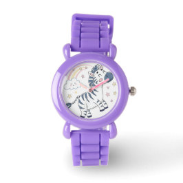 Adorable Cartoon Zebra mit Regenbogen und Sternen  Armbanduhr