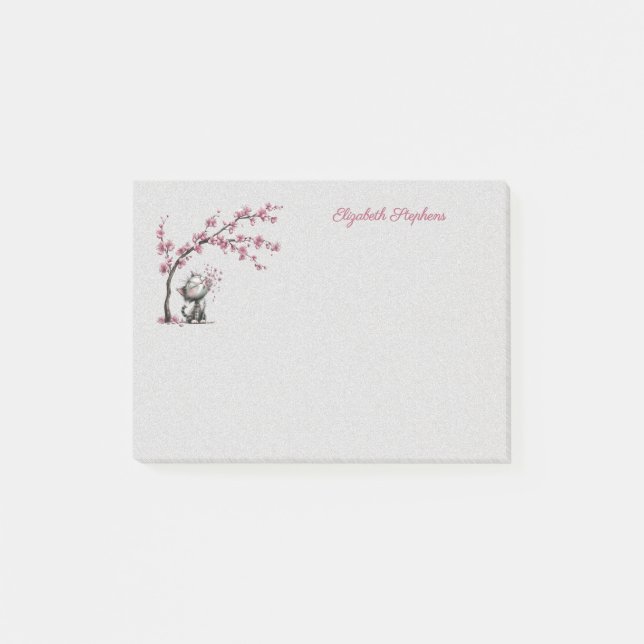 Adorable Cat and Cherry Blossoms Post it Notes Post-it Klebezettel (Vorderseite)