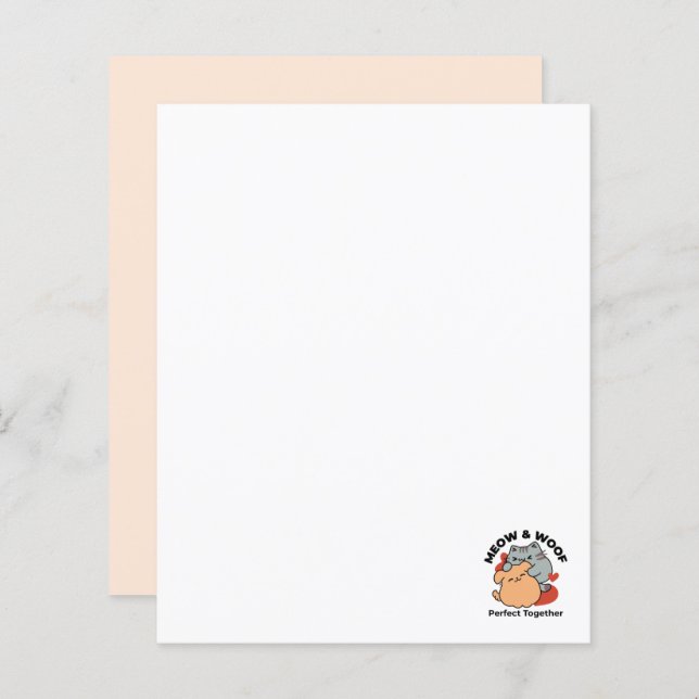 Adorable Cat and Dog Hug - Meow & Woof Design (Vorne/Hinten)