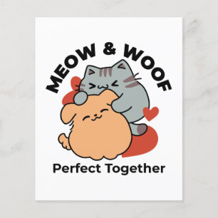 Adorable Cat and Dog Hug - Meow & Woof Design Flyer