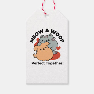Adorable Cat and Dog Hug - Meow & Woof Design Geschenkanhänger