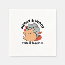 Adorable Cat and Dog Hug - Meow & Woof Design