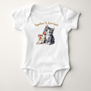 Adorable Cat and Mouse friendship best friends Baby Strampler