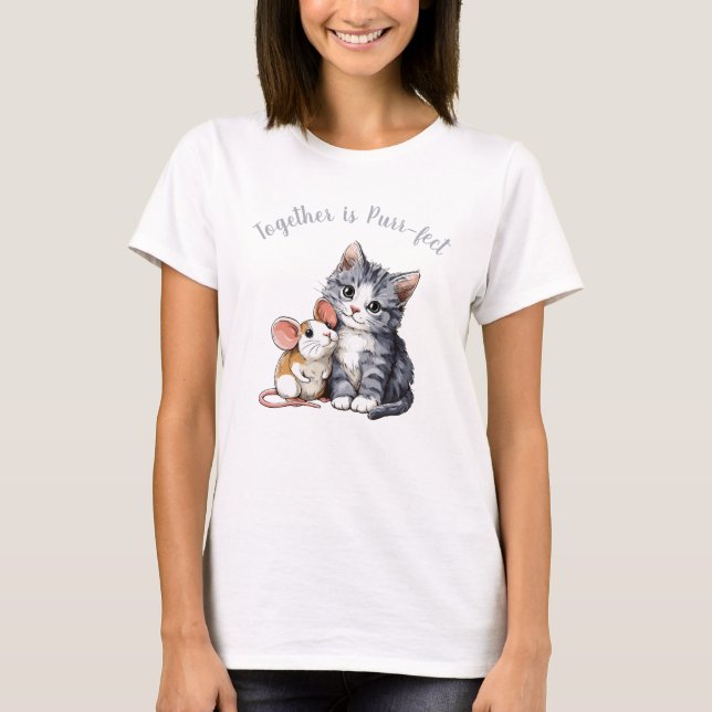 Adorable Cat and Mouse friendship best friends T-Shirt (Vorderseite)