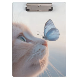 Adorable Cat & Blue Butterfly Spiral Notebook Klemmbrett
