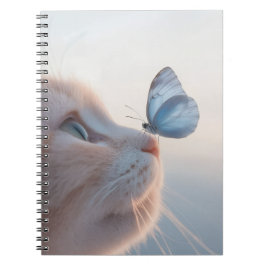 Adorable Cat & Blue Butterfly Spiral Notebook Notizblock