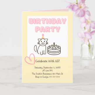 Adorable Cat&Cake zum Geburtstag Einladung