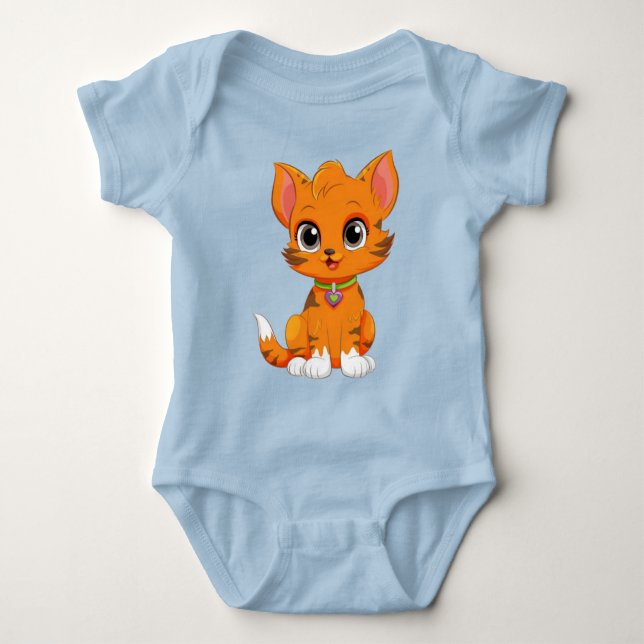 Adorable Cat Cartoon Baby Strampler (Vorderseite)
