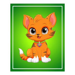 Adorable Cat Cartoon Fotodruck