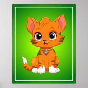 Adorable Cat Cartoon Poster