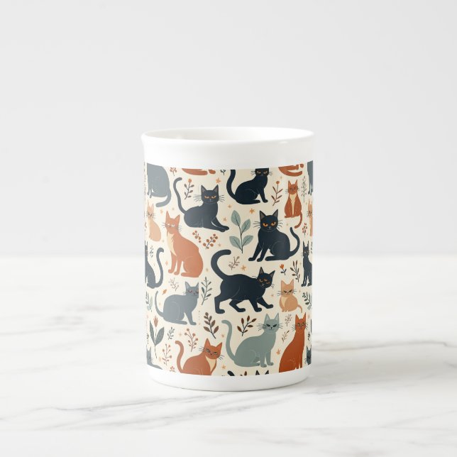 Adorable Cat Character Mug Prozellantasse (Vorderseite)