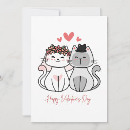 Adorable Cat Couple Valentine's Day Card Romantisc Einladung