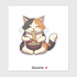 Adorable Cat Enjoying Ramen Aufkleber