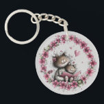 Adorable Cat Illustration Acrylic Keychain Schlüsselanhänger<br><div class="desc">The text caption on the reverse side is fully editable to allow customization to fit your occasion or need. This key chain is perfect for cat lovers, animal lovers, and fans of hand drawn and kawaii style artwork, A heartwarming kitten design that will capture the This adorable cat illustration feature...</div>