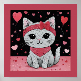 Adorable Cat in Disguise - Purfekt Valentingenuss Poster