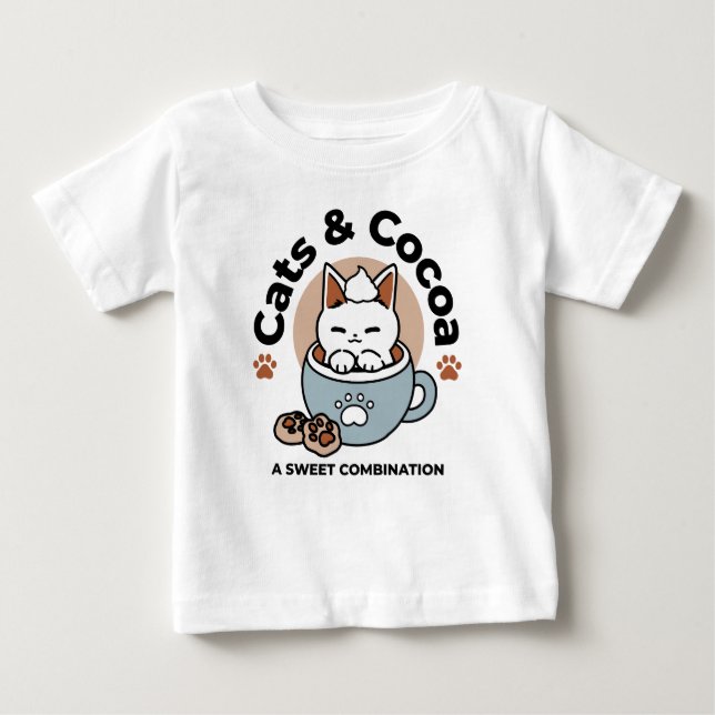 Adorable Cat in Tasse Holiday Design - Katze & Kak Baby T-shirt (Vorderseite)