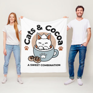 Adorable Cat in Tasse Holiday Design - Katze & Kak Fleecedecke