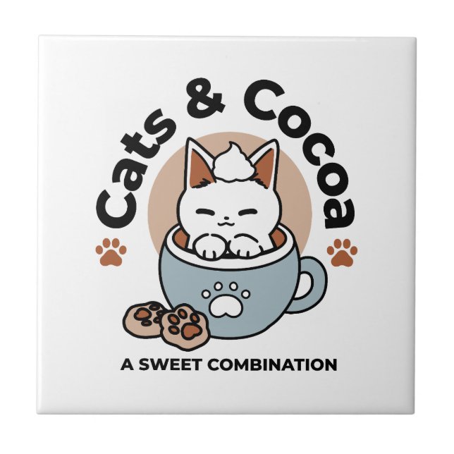 Adorable Cat in Tasse Holiday Design - Katze & Kak Fliese (Vorderseite)