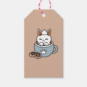 Adorable Cat in Tasse Holiday Design - Katze & Kak Geschenkanhänger