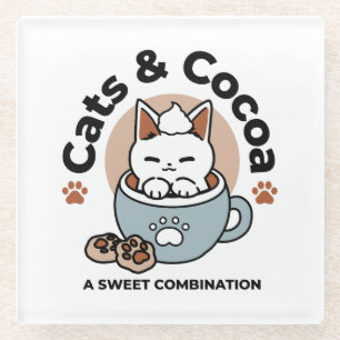 Adorable Cat in Tasse Holiday Design - Katze & Kak Glasuntersetzer