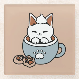 Adorable Cat in Tasse Holiday Design - Katze & Kak Glasuntersetzer