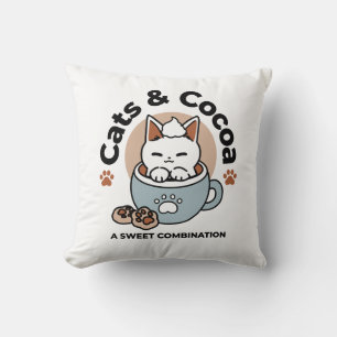 Adorable Cat in Tasse Holiday Design - Katze & Kak Kissen