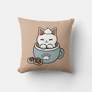 Adorable Cat in Tasse Holiday Design - Katze & Kak Kissen
