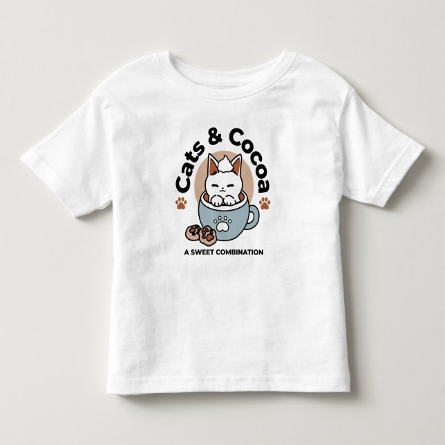 Adorable Cat in Tasse Holiday Design - Katze & Kak Kleinkind T-shirt (Vorderseite)