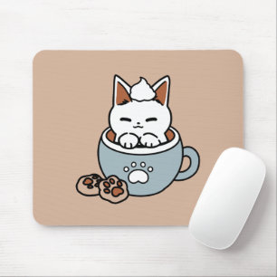 Adorable Cat in Tasse Holiday Design - Katze & Kak Mousepad